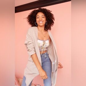 DONNI Ribbed Beige Cardigan